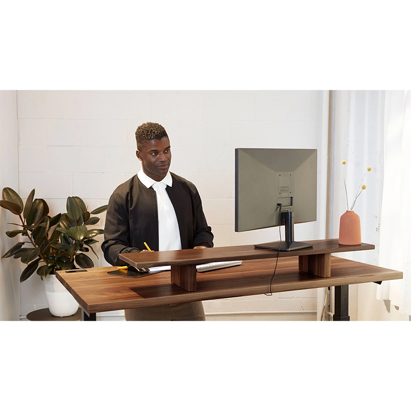 Height Adjustable Hydraulic Lift Standing Office Furniture Desk with Drawer
