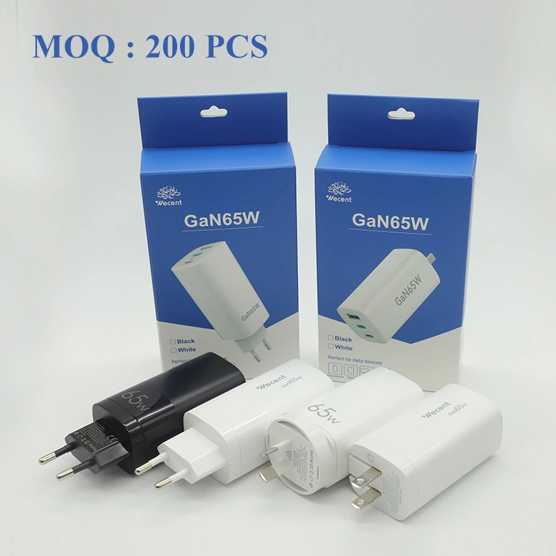 Laptop Charger Supplier Wall Charger 65W GaN AC/DC Power Adapter Pd Function Type C Port Travel Charging Mobile Phone  Laptop USB Quick Fast Charger