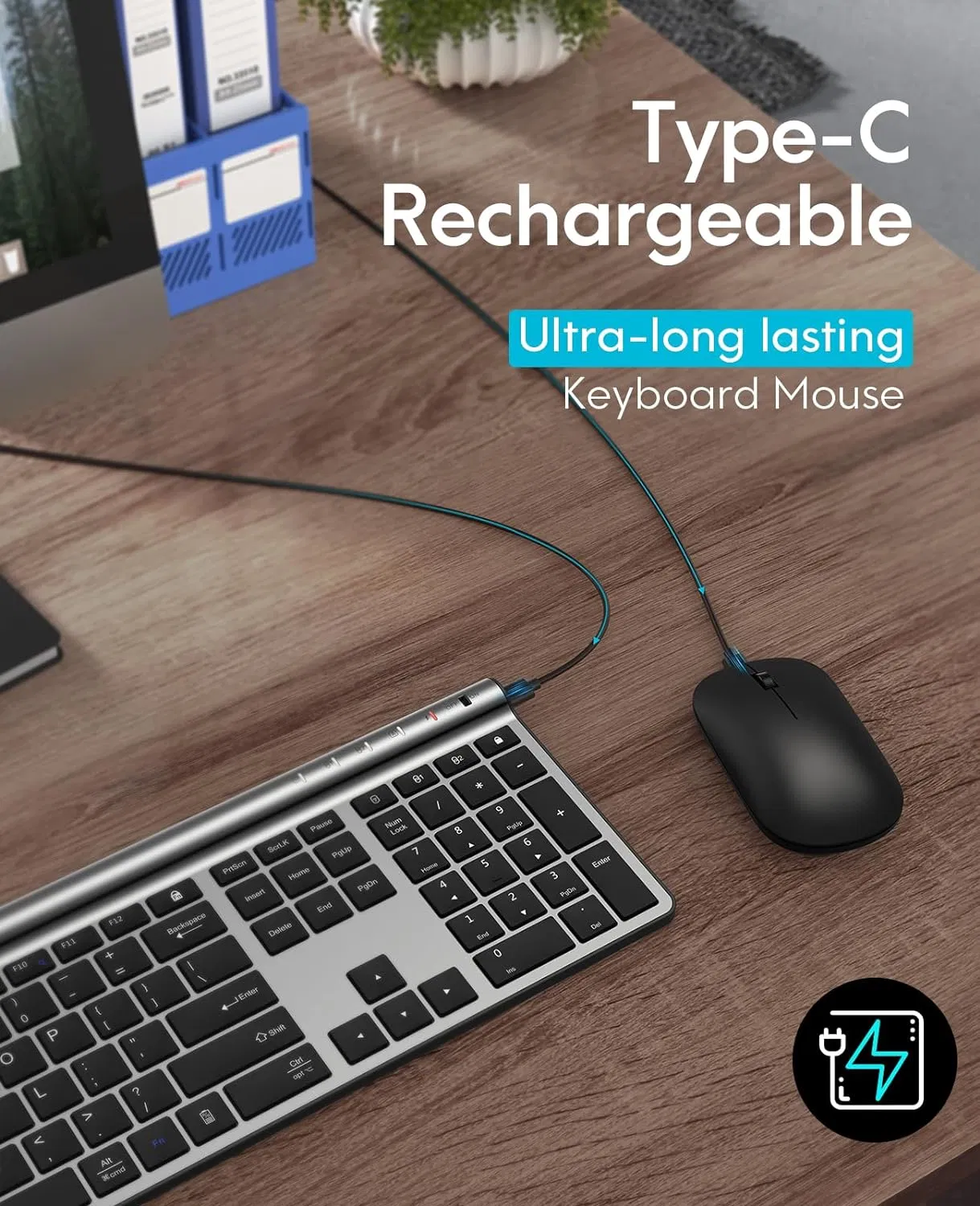 Wholesale Rechargeable Full Size Mulit-Device (Bluetooth 5.0+3.0+2.4G) Bluetooth Wireless Keyboard and Mouse Combo Set  for Mac OS/Ios/Windows/Android (Black)