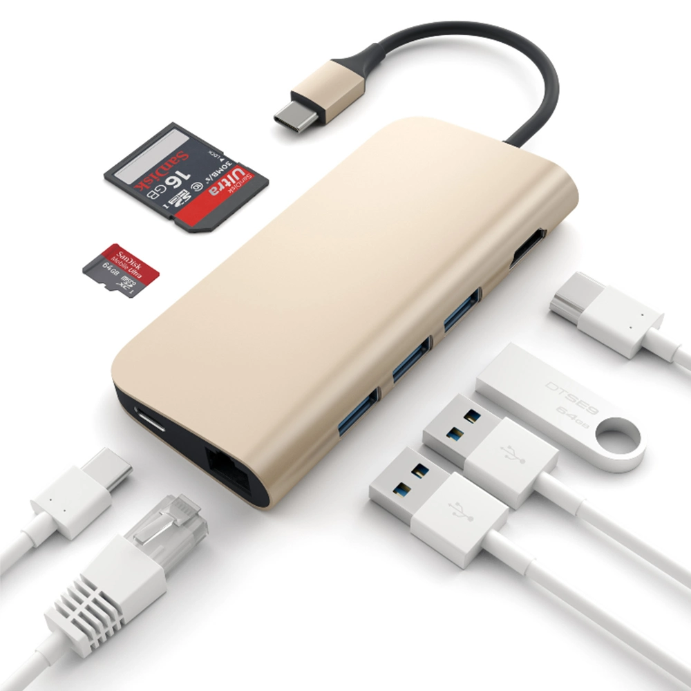 USB C Hub 8 in 1 Aluminum Multi Port Adapter Combo Hub for MacBook Type C Hub to HDMI 4K Ethernet Charging Port  SD/Micro Card Reader and 3 USB 3.0 Ports