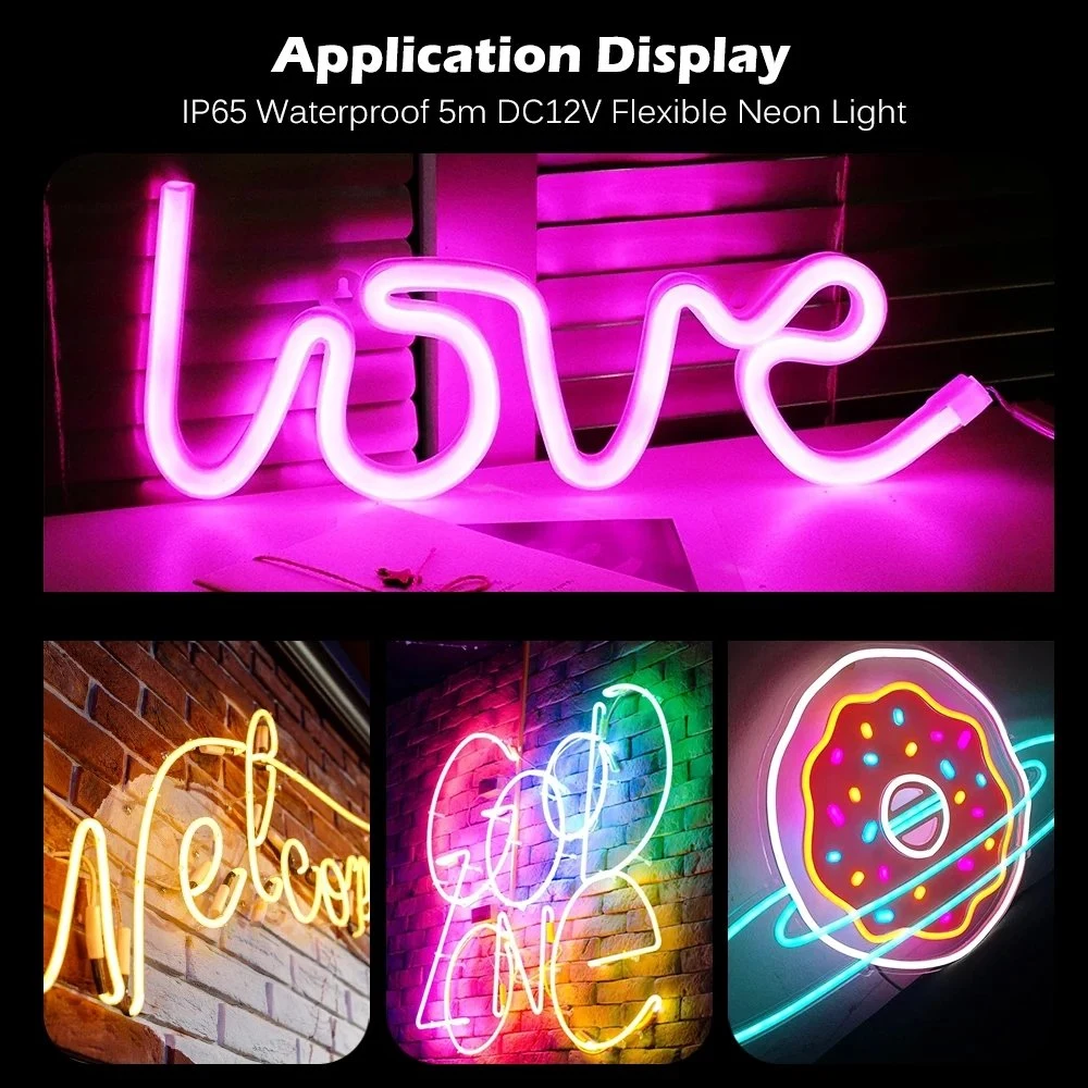 12V 2835 120LEDs/M 2.5cm 1cm Cuttable 6X12mm IP67 Waterproof Outdoor Decoration Flexible Neon LED Strip Light Tape for  Lighting Characters and Patterns