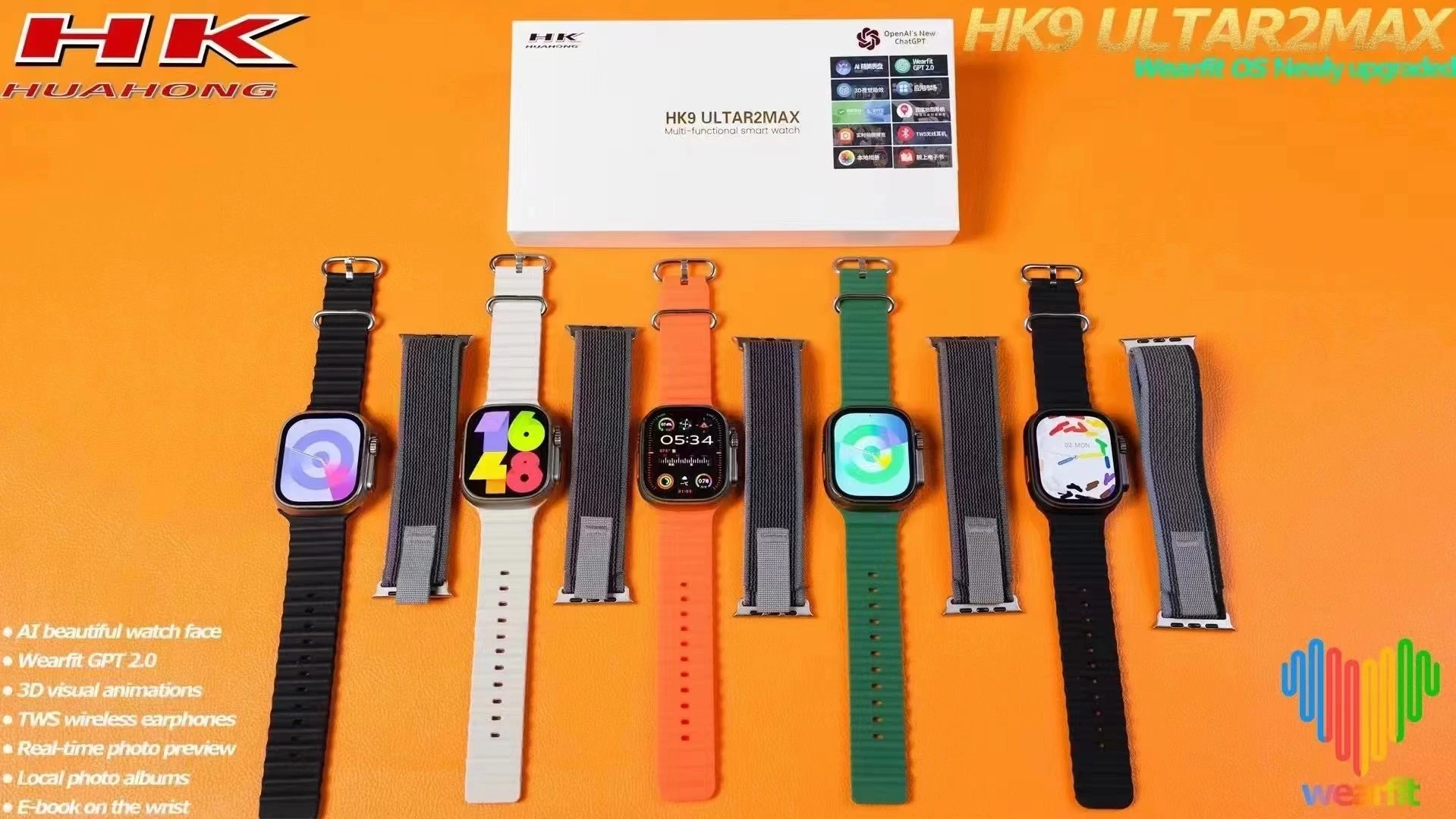 2024 HK9 Ultra2max Smart Watch for Men Women 49mm Chatgpt 2.0 Amoled Screen Heart Clock Smart Watch for Men and Women