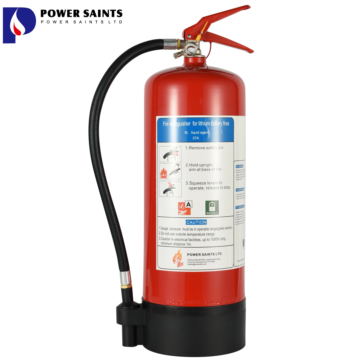 CE Approved 9L Wet Chemical Portable Fire Extingsuiher for Lithium Battery