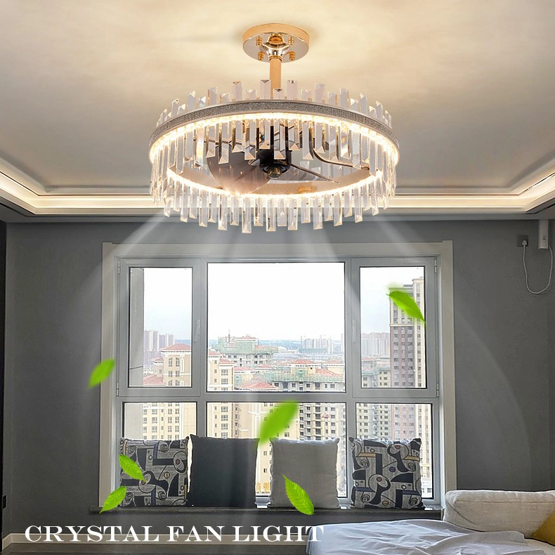 Crystal Pendant Lamp Modern Luxury Chandelier Lighting Ceiling Fan Light