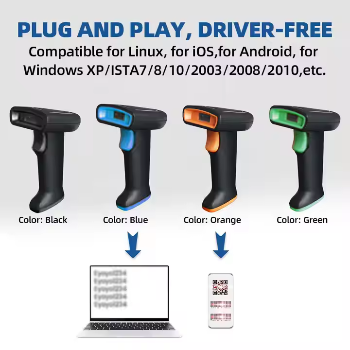 Hot Sale 1D 2D Wired Handheld Payment Barcode Scanners USB Laser Automatic qr reader for Supermarket Screen Code
