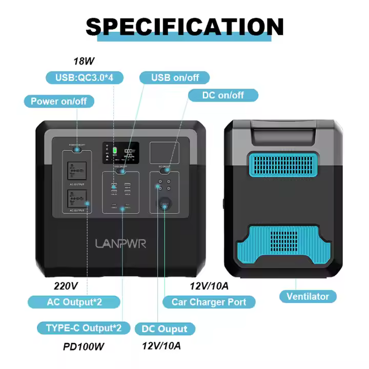 110V 220V Lithium ion Battery Off Grid Portable Solar Generator 1000W 2000W 2400W 3000W Portable power station
