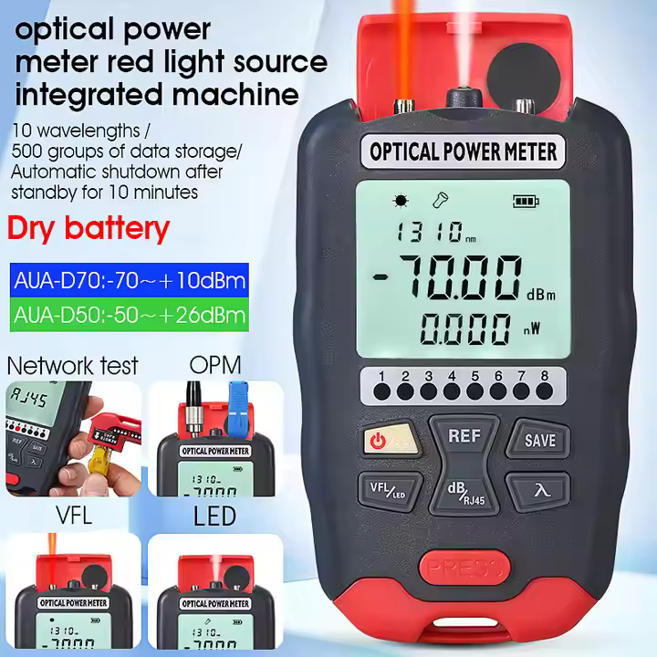 Optical Multi Meter 4 in 1 OPM+VFL+LED+RJ45 tester Fiber Optic Equipment Visual Fault Locator Mini Optical Power Meter
