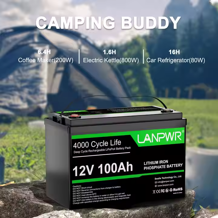 High Capacity 12V 100Ah 200Ah LiFePO4 Lithium Batteries Electric RV Marine Application Bluetooth Monitoring Smart BMS Protection