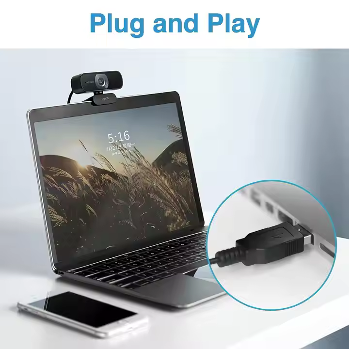 Rapoo C260 Hot Seller 95Fov Computer Pc Omni Mic Live Meeting full hd 1080p pour pc webcam with microphone