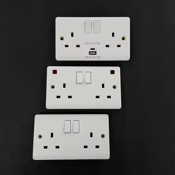 Jinlangye 86 Wall Socket British Standard Switch 13A 1Gang 3 Pin Switch Socket For Hotel And Home