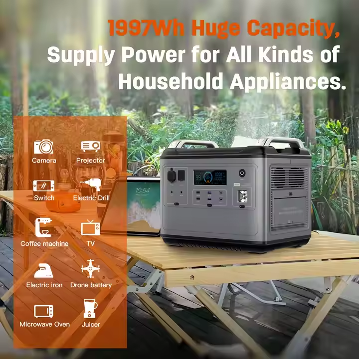 Off Grid Outdoor Camping 2000W Solar Generator Solar Charging Portable Power Station