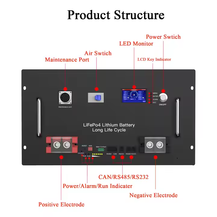 60Kwh Commercial Energy Storage System 51.2V 280Ah 300Ah 314Ah Solar Lithium Battery Pack 48V LiFePO4 Battery