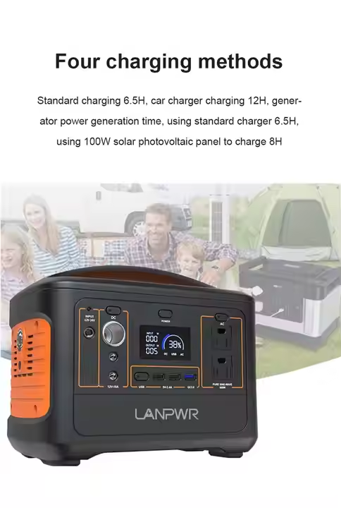 600W 1200W All in One LiFePO4 Battery Solar Generator Station Backup for Home Portable Power Station with LED Lighting