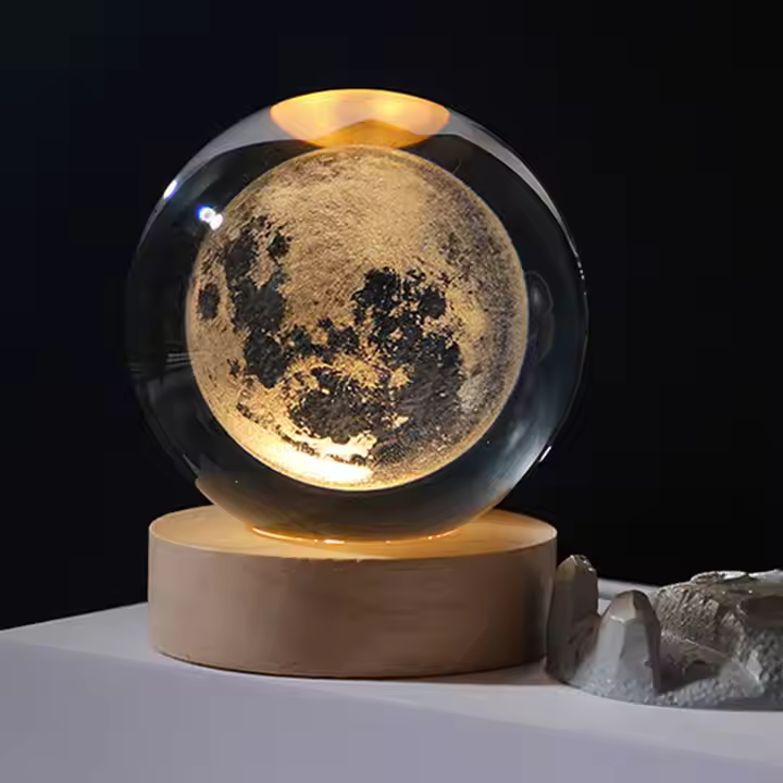 3D Art Crystal Galactic Ball Night Lamp Luminous Crystal Ball Decoration Solar System Led Night Lights Desktop Home Decor