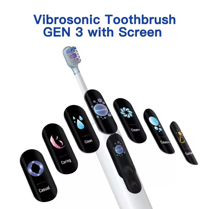 Custom Private Label 60 Degree Rotating Vibrating Intelligent Adult Sonic Electric Toothbrush With LCD Display Screen