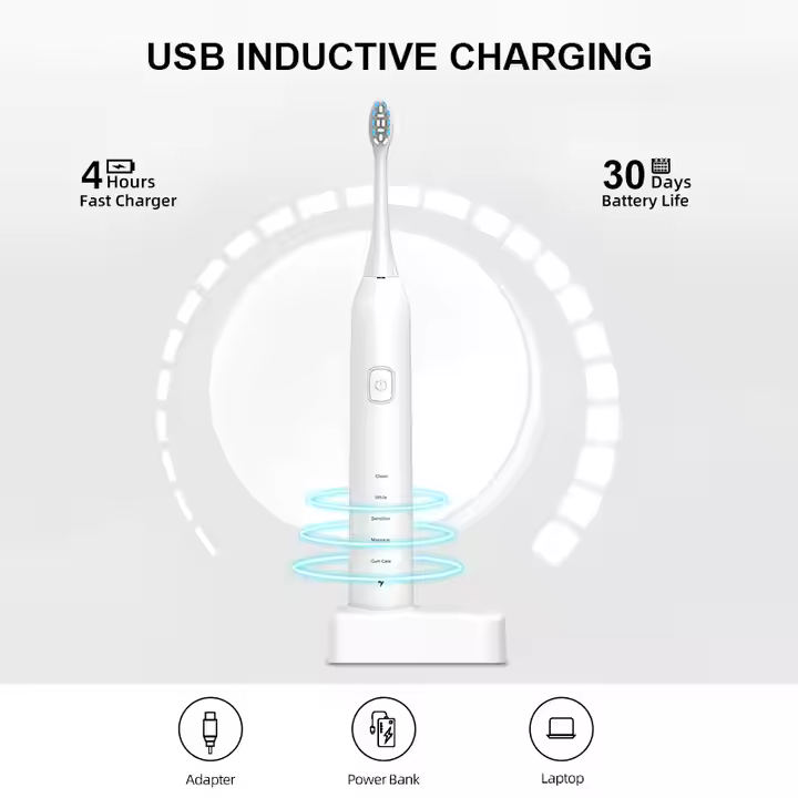 Custom Wholesale Automatic Smart Sonic Toothbrush Electric Toothbrush Rechargeable Tooth Brush with Medium Bristle