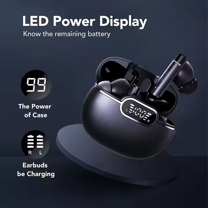 2025 High Quality Noise Cancelling Sports Wireless Earphones Gaming In-Ear Earbuds TWS Smart LCD Touch Screen Earphone