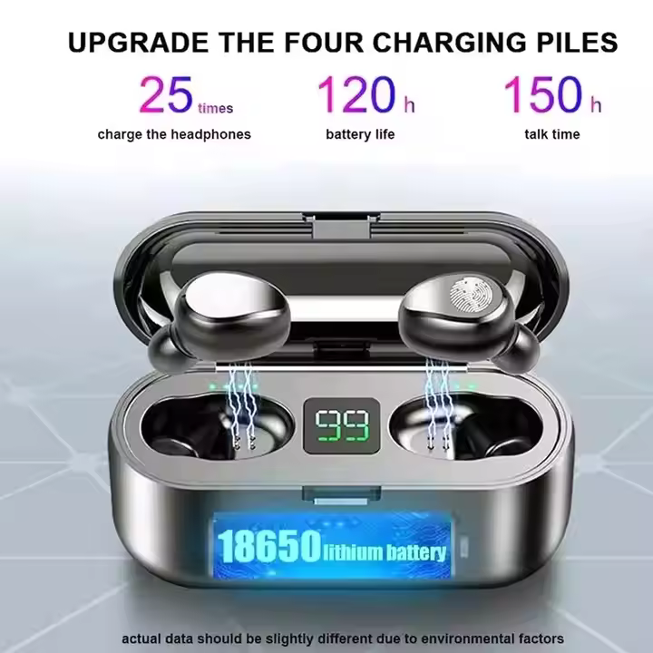 Free Shipping F9 Tws BT5.3 Earbud In-ear Headphones Lcd Digital Electric Quantity Waterproof Noise Reduction Wireless Earphone